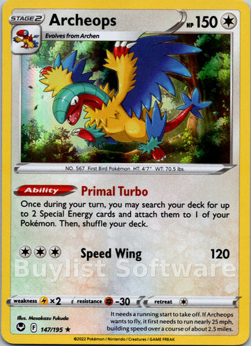 Archeops [147/195] [Silver Tempest] Holofoil