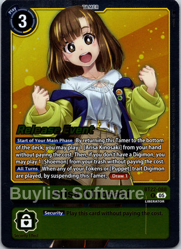 Arisa Kinosaki [BT22-088] [Cyber Eden Release Event Cards] Foil