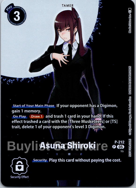 Asuna Shiroki (Hacker's Slumber Box Promotion Pack) [P-212 P] [Digimon Promotion Cards] Foil