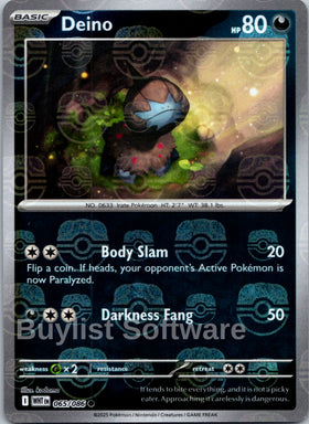 Deino (Master Ball Pattern) [065/086] [White Flare] Holofoil