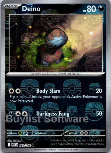Deino (Master Ball Pattern) [065/086] [White Flare] Holofoil