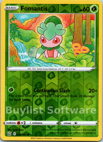 Fomantis [014/163] [Battle Styles] Reverse Holofoil