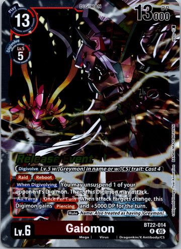 Gaiomon [BT22-014] [Cyber Eden Release Event Cards] Foil