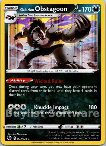Galarian Obstagoon [37/73] [Champion's Path] Holofoil