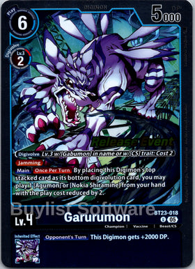 Garurumon [BT23-018] [Hackers' Slumber Release Event Cards]