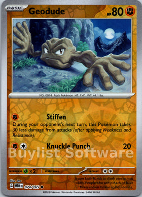 Geodude [074/165] [Scarlet & Violet 151] Reverse Holofoil