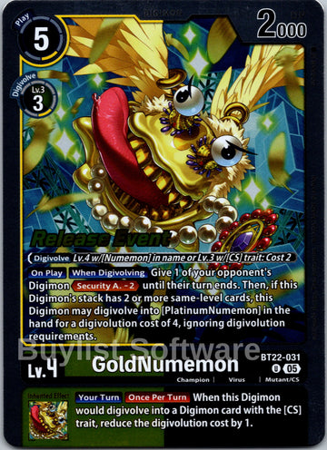 GoldNumemon [BT22-031] [Cyber Eden Release Event Cards] Foil