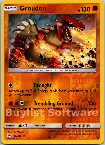 Groudon [113/236] [Cosmic Eclipse] Reverse Holofoil