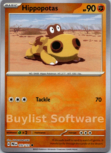 Hippopotas (Poke Ball Pattern) [052/131] [Prismatic Evolutions] Holofoil