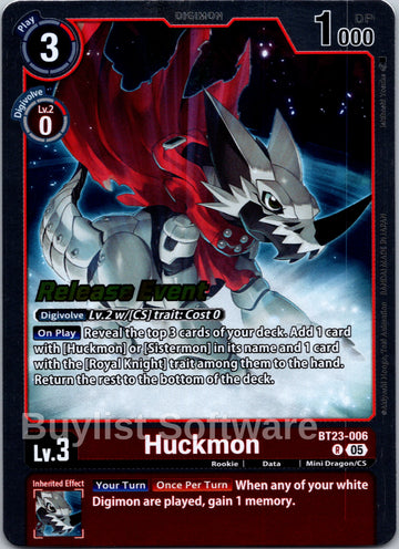 Huckmon [BT23-006] [Hackers' Slumber Release Event Cards] Foil