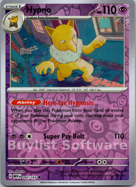 Hypno [097/165] [Scarlet & Violet 151] Reverse Holofoil