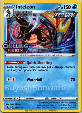 Inteleon (Sword & Shield Promo Cards Stamped) [SWSH113] [Sword & Shield Promo Cards] Holofoil