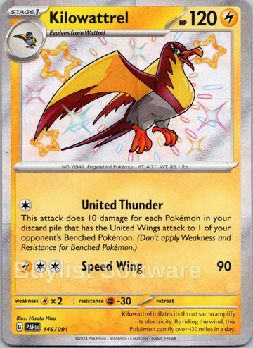Kilowattrel [146/091] [Paldean Fates] Holofoil