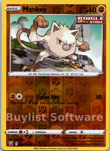 Mankey [066/163] [Battle Styles] Reverse Holofoil
