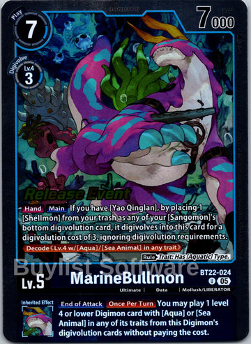 MarineBullmon [BT22-024] [Cyber Eden Release Event Cards] Foil