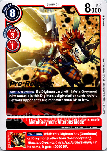 MetalGreymon: Alterous Mode [BT5-015] [Battle of Omni Pre-Release Cards]