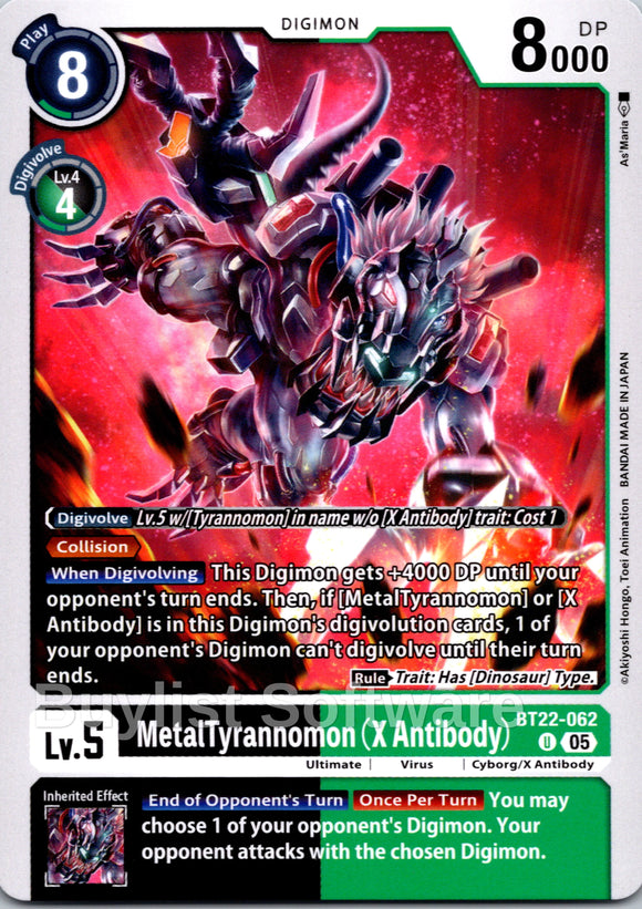 MetalTyrannomon (X Antibody) [BT22-062] [Cyber Eden]
