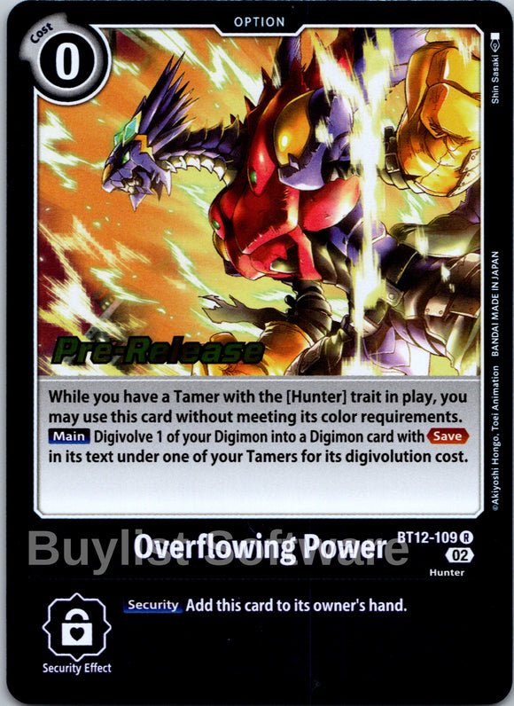 Overflowing Power [BT12-109] [Across Time Pre-Release Cards] Foil