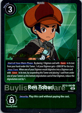 Ren Tobari [BT12-093] [Across Time Pre-Release Cards] Foil