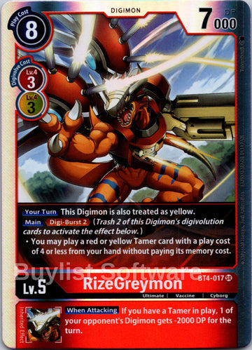 RizeGreymon [BT4-017] [Great Legend] Foil