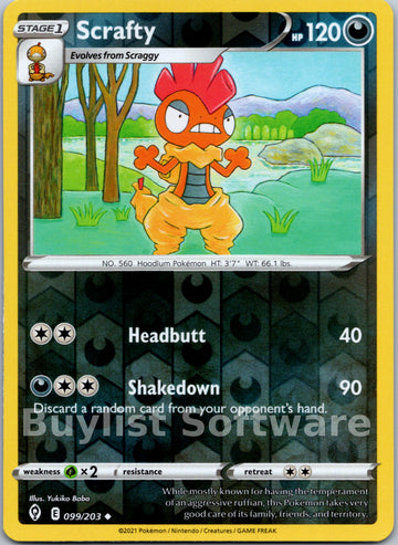Scrafty [099/203] [Evolving Skies] Reverse Holofoil