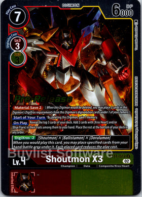 Shoutmon X3 [BT11-012] [Dimensional Phase Pre-Release Cards] Foil