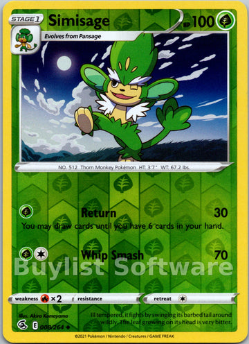 Simisage [008/264] [Fusion Strike] Reverse Holofoil