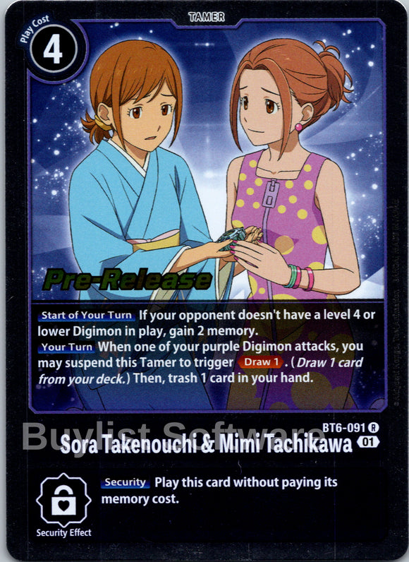 Sora Takenouchi & Mimi Tachikawa [BT6-091] [Double Diamond Pre-Release Cards] Foil