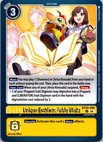 Unique Emblem: Fable Waltz [BT22-098] [Cyber Eden]
