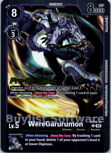 WereGarurumon [ST16-11 R] [ Wolf of Friendship Pre-Release Cards] Foil