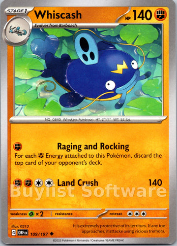 Whiscash [109/197] [Obsidian Flames]