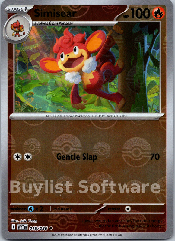 Simisear (Poke Ball Pattern) [015/086] [White Flare] Holofoil