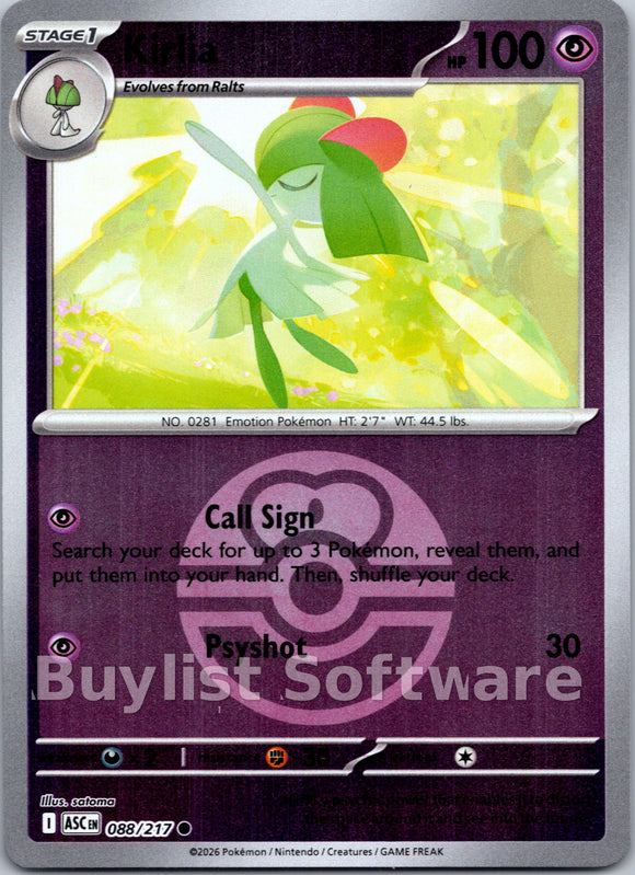 Kirlia (Love Ball) [088/217] [Ascended Heroes] Reverse Holofoil