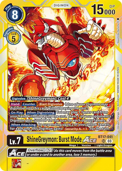 ShineGreymon: Burst Mode ACE [BT17-041-SR] [Secret Crisis] Foil