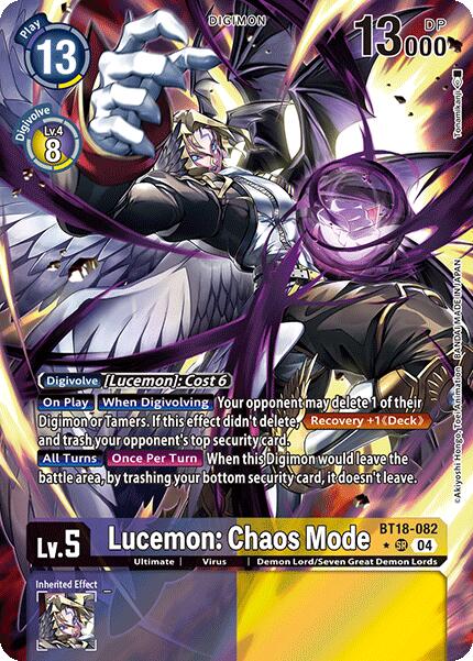 Lucemon: Chaos Mode (Alternate Art) [BT18-082-SR] [Release Special Booster 2.0] Foil