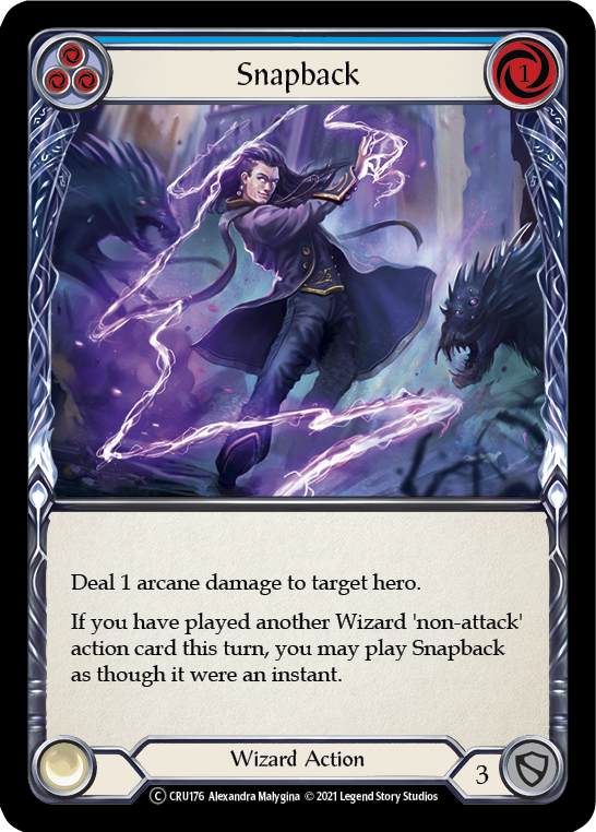 Snapback (Blue) (Rainbow Foil) [CRU176-RF] Unlimited Rainbow Foil - Duel Kingdom