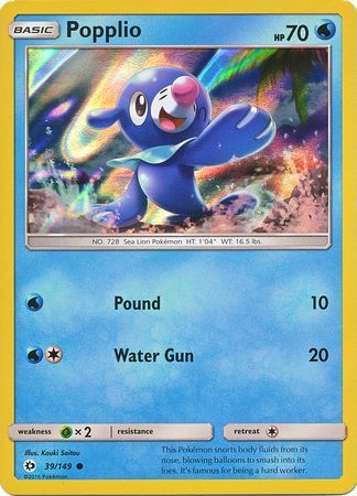 Popplio (39/149) (Water Web Holo) [Sun & Moon: Base Set] - Duel Kingdom