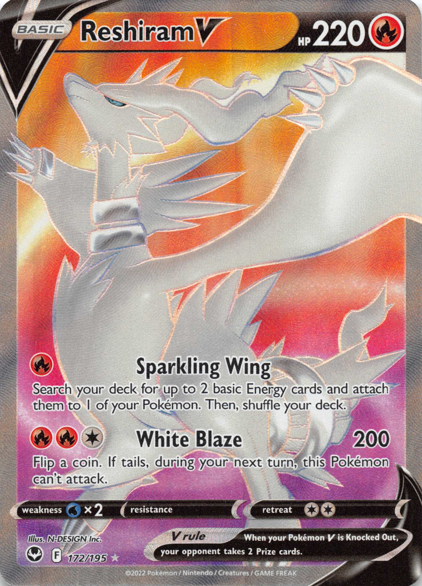 Reshiram V (172/195) [Sword & Shield: Silver Tempest]