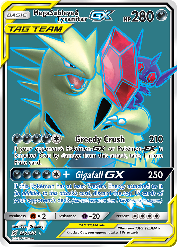 Mega Sableye & Tyranitar GX (225/236) [Sun & Moon: Unified Minds] - Duel Kingdom