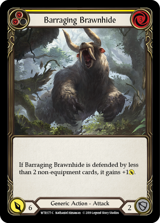 Barraging Brawnhide (Yellow) [WTR177-C] Alpha Print Normal - Duel Kingdom