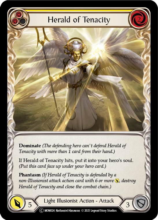 Herald of Tenacity (Yellow) (Rainbow Foil) [U-MON024-RF] Unlimited Rainbow Foil - Duel Kingdom