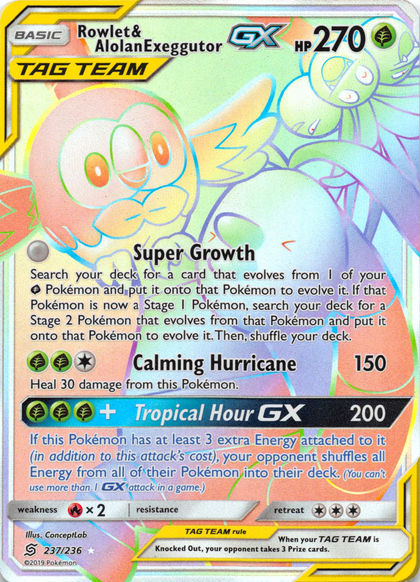 Rowlet & Alolan Exeggutor GX (237/236) [Sun & Moon: Unified Minds]