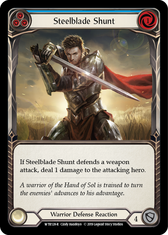 Steelblade Shunt (Blue) [WTR128-R] Alpha Print Rainbow Foil - Duel Kingdom
