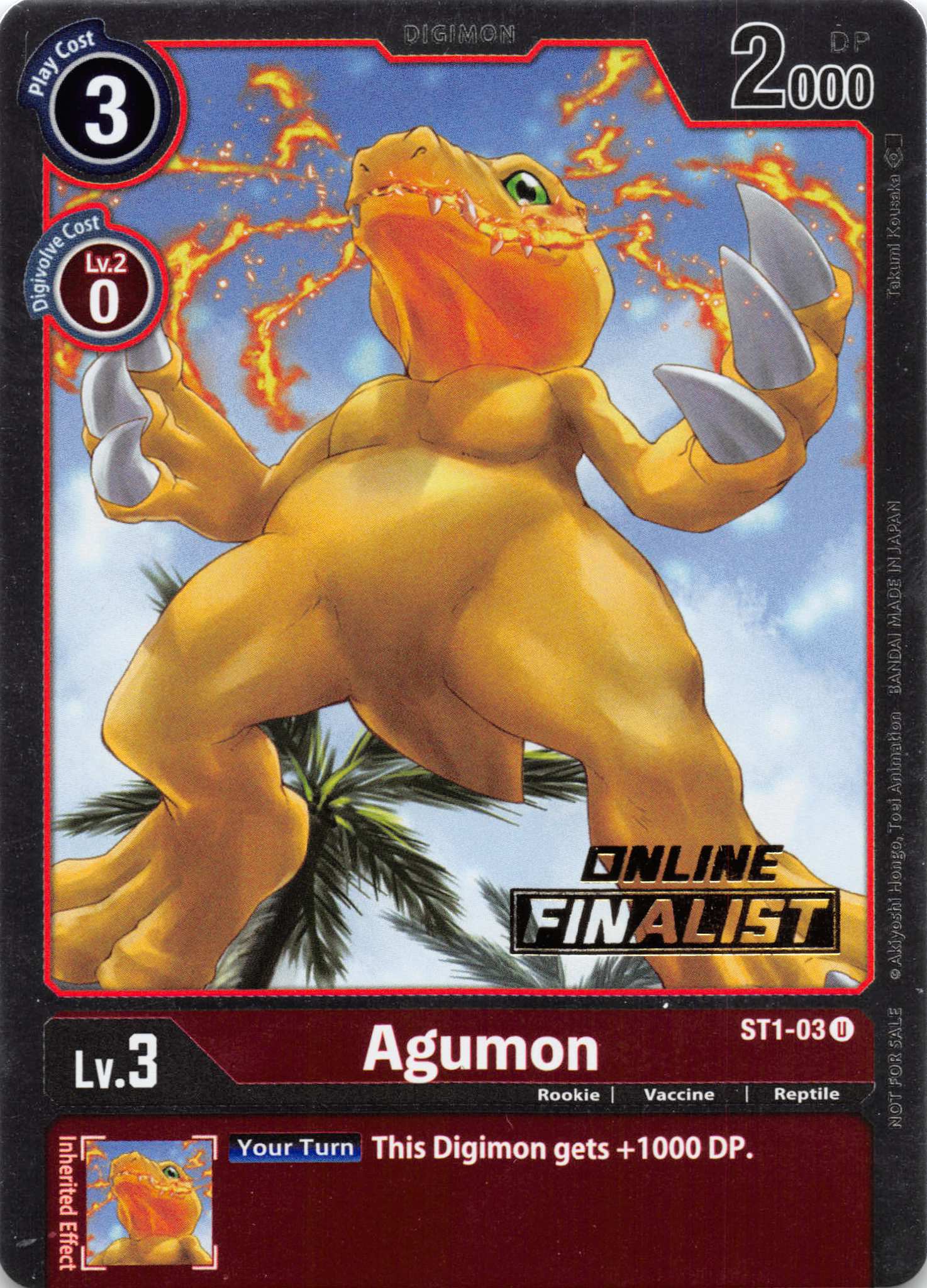 Agumon - ST1-03 (2021 Championship Online Regional) [Online Finalist] [ST1-03] [Starter Deck 01: Gaia Red] Foil