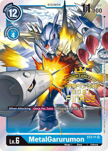 MetalGarurumon (2021 Championship Finals Event Pack Alt-Art Gold Stamp Set) [ST2-11] [Starter Deck 02: Cocytus Blue] Foil