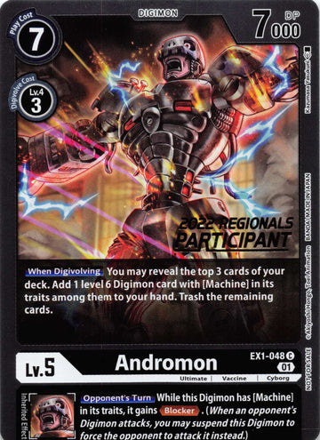 Andromon (2022 Championship Online Regional) [Online Participant] [EX1-048] [Classic Collection] Foil