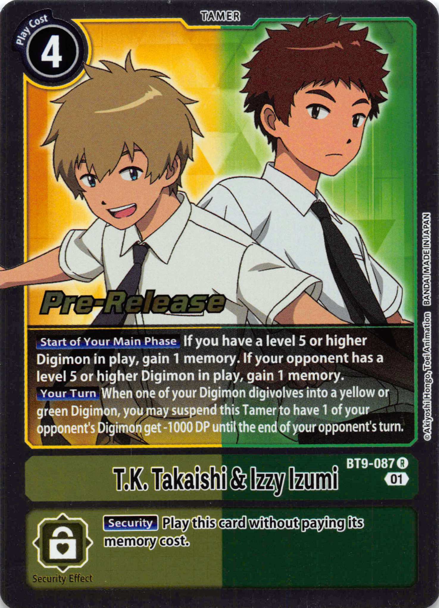 T.K. Takaishi & Izzy Izumi [BT9-087] [X Record Pre-Release Cards] Foil