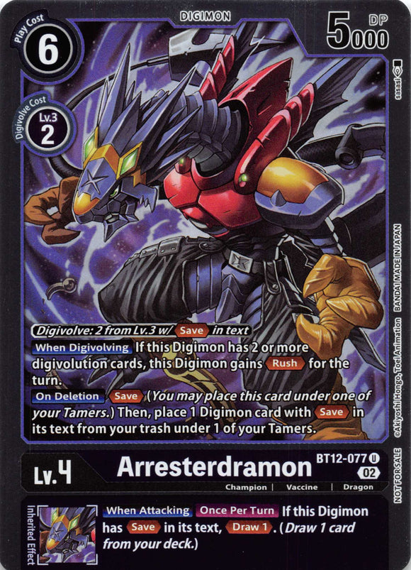 Arresterdramon (Box Topper) [BT12-077] [Across Time] Foil