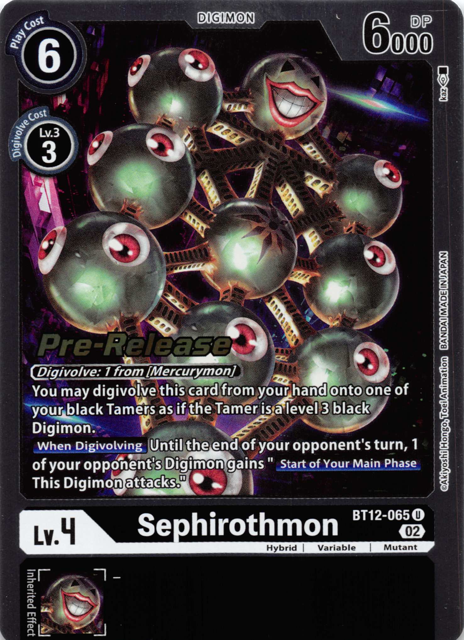 Sephirothmon [BT12-065] [Across Time Pre-Release Cards] Foil