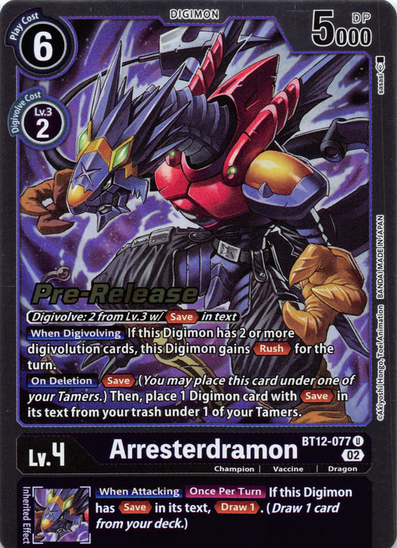 Arresterdramon [BT12-077] [Across Time Pre-Release Cards] Foil